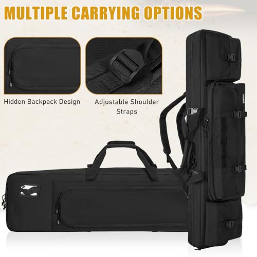 Image of 28 /32 /36 /42 /46 /48 /51 /55 inch Double Rifle Case Soft Gun Bag Tactical Backpack | Portable Long Rifle Bag for Outdoor Hunting Shooting, Gun Case Firearm Storage & Transportation, Hunting Shooting Range