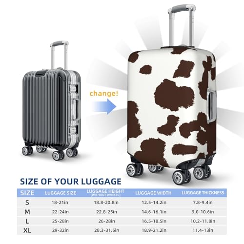 Brown Cow Print Luggage Cover For Suitcase,Washable Elastic Travel Suitcase Protector With Zipper Closure And Bottom Buckle – Fits 18-32" Luggage-X-Large4