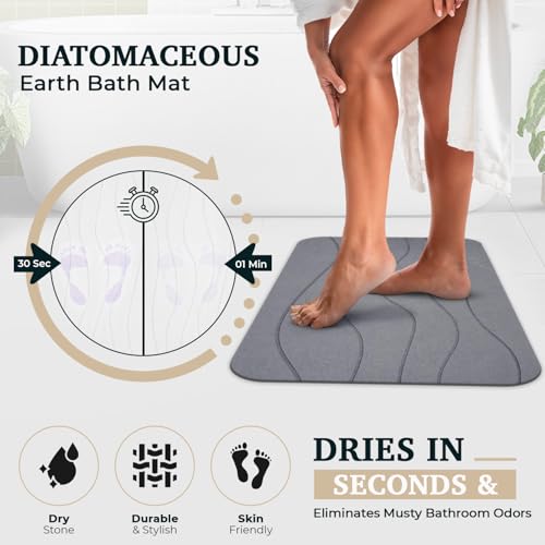 Alfombrilla de baño de piedra absorbente para salir de la ducha con pies secos 4