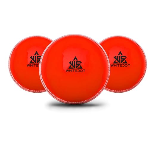 Image of Whitedot Synthetic Rubber Practice Cricket Ball /Wind Balls (90 GMS) for - Indoor & Outdoor Street & Beach Cricket (Pack of 3) (Orange)