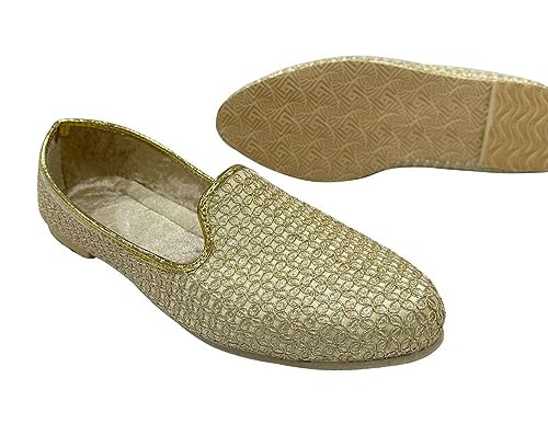 Punjabi Jutti for Men's Traditional Mojaris Shoes Cream Gold Wedding for Groom Indian Handmade Ethnic Jooti4