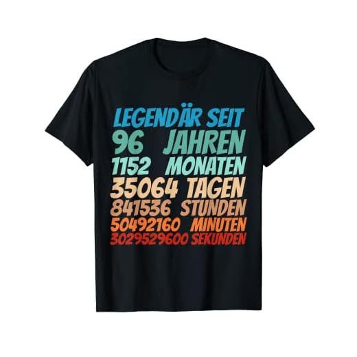 Legendario desde 96 años 96 cumpleaños mujeres hombres Camiseta