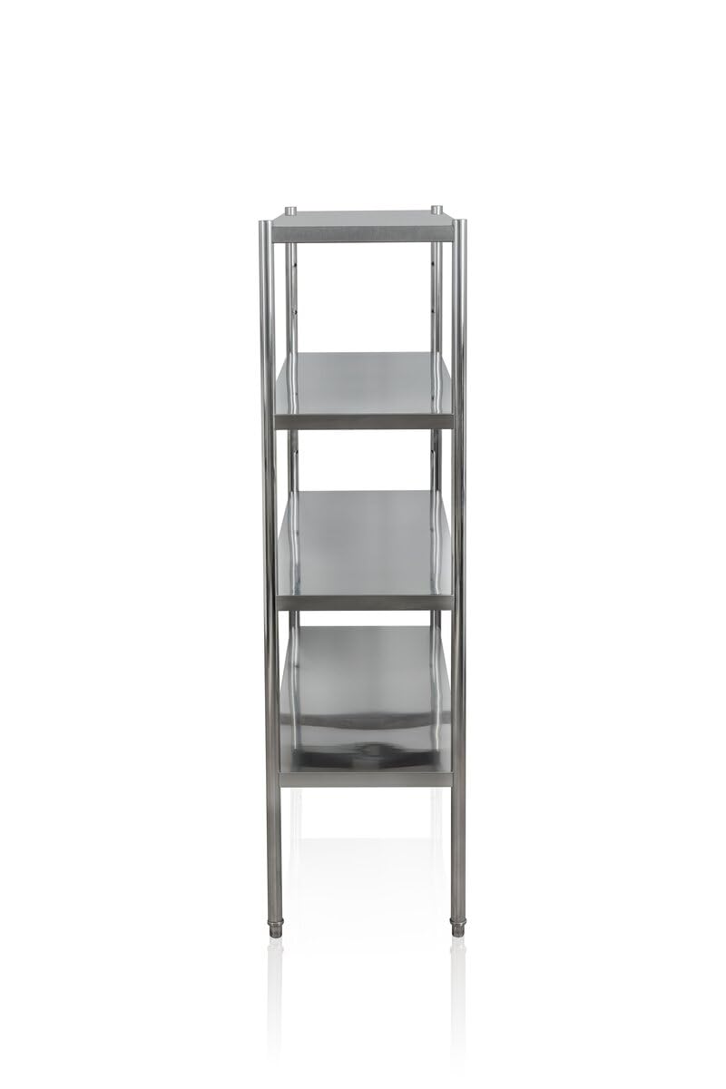 GastroHero Edelstahl Lagerregal Basic 120x50 Gastro Regal 4 Böden 1200x500x1800 mm Küchenregal Chrom-Nickel-Stahl AISI 201 Gastronomie Regal hohe Tragkraft 70 kg je Boden