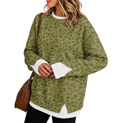 Womens Crew Neck Sweatshirts 2 In 1 Layered Sweatshirts 2026 Fall Outfits - image 4