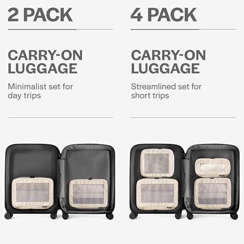 Image of Aerotrunk Compression Packing Cubes for Travel - Luggage Organizer Bags - Double Zipper Packing Cubes for Suitcases (2-Pack, Beige)