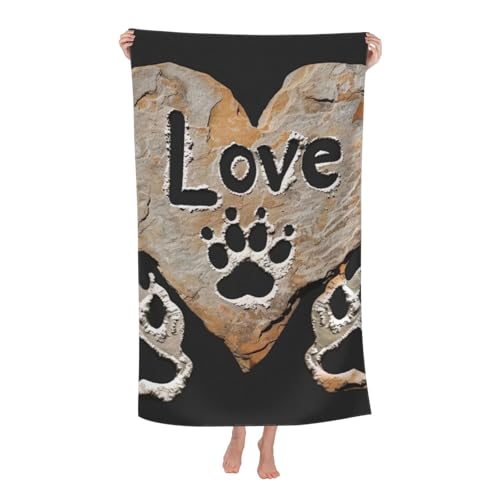DCEHGEW Lover Dog Paw Printed Microfiber Bath Towels 32x52 Inch, Highly Absorbant Beach Towel Bath Sheets for Bathroom Travel Hotel Spa