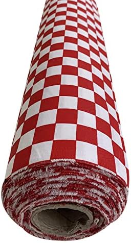 EU Fabric Chefs Check Fabric | Black and White Checked Upholstery Gingham | Buffalo Plaid Fabric Material by The Metre UK | Checkerboard Drill Cloth for Tablecovers (Red-1 Meter)