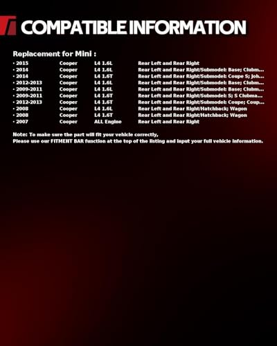 Image of Torchbeam Rear Brake Calipers Set for Mini 2008-2014 Cooper 1.6T, Mini 2008-2015 Cooper 1.6L, Mini 2007 Cooper, Rear Left and Rear Right Calipers Replace # 193318+193319