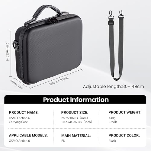 Image of STARTRC Protective Carrying Case for DJI Osmo Action 6 Enhanced Combo(No for Cage), Portable Well-Organized Bag for Travel /Hiking /Cycling /Blogger, Splash-proof, Shockproof