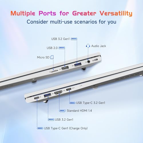 NIMO 17.3" IPS FHD-Laptop, Intel 6 Cores i3-1215U 16GB RAM 512GB SSD (Beat Ryzen 5 7520U, Up to 4.4GHz) Computer with 65W GaN Type C Fingerprint Backlit Keyboard, for Home Student and Business Silver