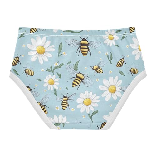 Wusikd Bees Daisies Girls' Underwear Cotton Blue Girls Briefs Soft Toddler Underwear 2T2