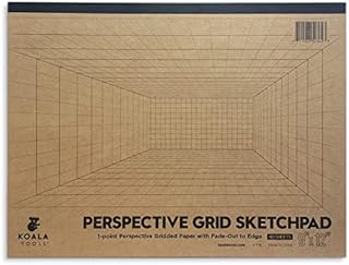 Koala Tools - 40-Page Large Drawing Pad for 1-Point Perspective Drawing, Sketch Pad with Grid Graph Paper for Interior Room Design, Industrial, Architectural and 3D Design, 9 x 12 inches