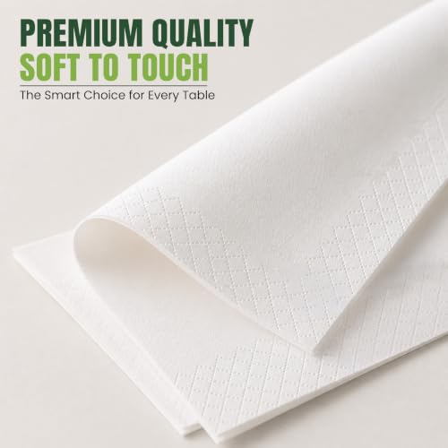 Servilletas de papel de 2 capas Freshware pliegue 1/4 blancas cuadradas para cócteles y fiestas 2
