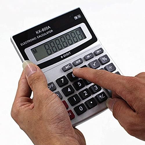 SQUADO Elektronischer Tischrechner, LCD-Display, 8 Ziffern, Metallgehäuse, silberfarben, große Tasten, für Büro und Studenten