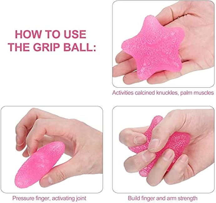 Star Shape Physical Therapy Hand Exercise Balls, Stress Relief Balls for Adults, Finger Exerciser, Hand Grip Strengthener Trainer,Squeeze Balls Kits, Rehabilitation & Grip Strengthener