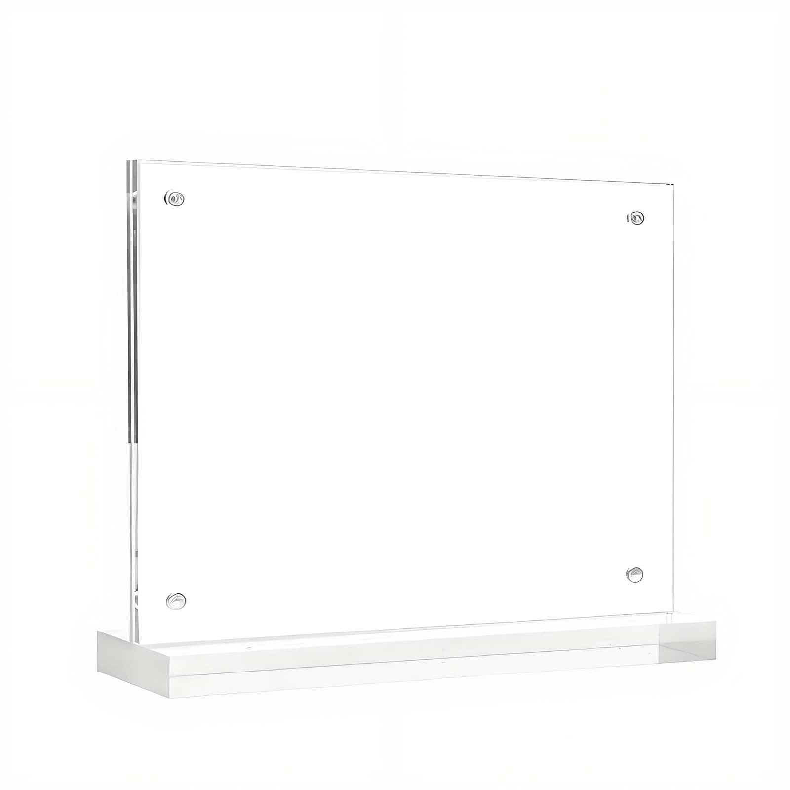 WOFDALY T Shape Magnetic Acrylic Sign Holder Display Stand Clear Double Sided Tabletop Menu Frame Countertop Card Holder for Restaurant Retail Office Flyer Display,21cm×29.7cm Horizontal