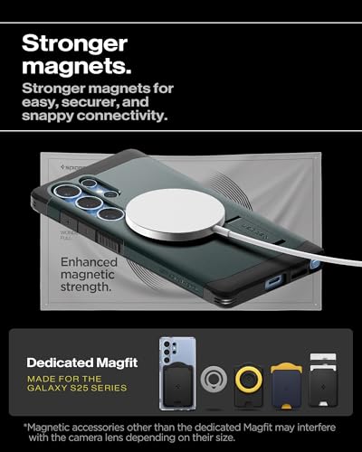 Image of Spigen for Galaxy S25 Ultra Case, Tough Armor MagFit [Kickstand] [Compatible with MagSafe] [Military-Grade Protection] - Abyss Green