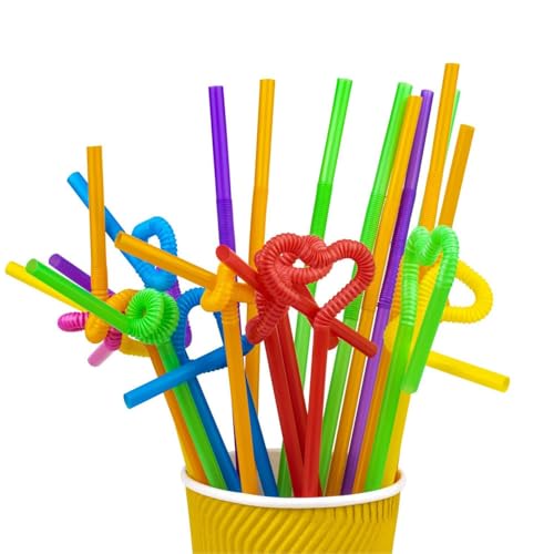 100 pitillos flexibles de plástico coloridos miniatura 4
