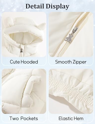 Happy Cherry Boys Girls Hooded Puffer Vest Padded Winter Warm Sleeveless Zipper Jacket with Pocket 1-5Y4