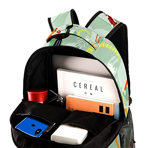 Sac à dos de voyage avec porte-bouteille vert pour loisirs et campus - 4