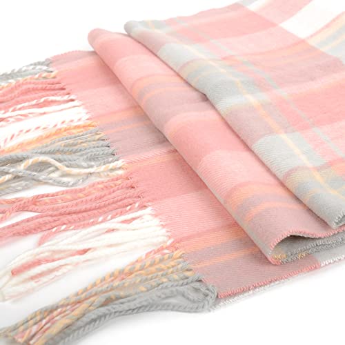 Image of Nollia Plaid Fall /Winter Scarf for Men & Women-Plaid Color Cashmere Feels Acrylic Scarves