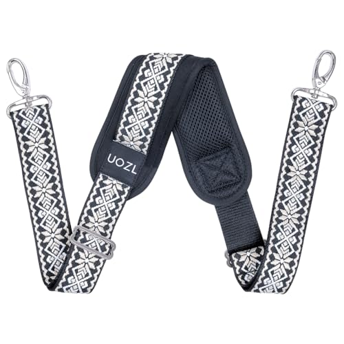 Image of 59 Inch Shoulder Straps, Soft with Ultra-Thick Fixed Shoulder Pad, Two Way Independently Adjustable Buckle Replacement Straps for Laptop Bag Messenger Bag Tool Bag Luggage,Black-White