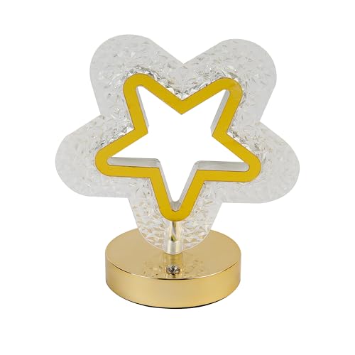 Image of Lexton Star Crystal Night Lamp | 3 Level Brightness | Soft Glow LED Table Light for Home, Bedroom & Living Room | USB Rechargeable | Great for Gifting & Decoration (Pack of 1)
