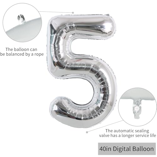 Image of TONIFUL 40 Inch Silver Number 50 Balloons Large Foil 50th Birthday Decor