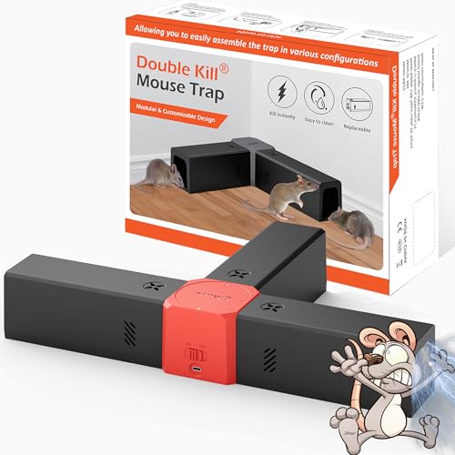 Rattenfalle Elektrisch, Hoelg Elektrische Rattenfalle mit 3 Köderboxen, Mausefalle für Drinnen, Fängt effektiv kleine Mäuse