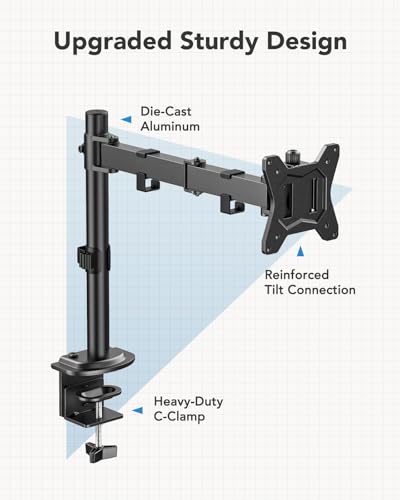 HUANUO Monitor Halterung für 13-32 Zoll Bildschirme, Monitor Halterung 1 Monitor Höhenverstellung Neig- Schwenkbar und Dreht, 2 Montageoptionen, VESA 75 & 100 mm