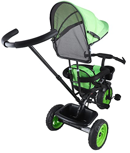 Image of JoyRide Stroller Tricycle| Baby Trike|Tricycle with Canopy and Parental Adjust Push Handle for Kids|Boys|Girls Age Group 1.5 to 5 Years (Green)