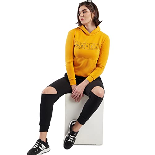 Image of PINACOLADA Women's Cotton Solid Printed Sweatshirt with Hoodie, Regular Fit for Casual Wear Full Sleeve Sweatshirt Crafted with Comfort Fit and High-Performance for Everyday Wear