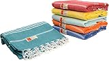 No1 Iconic Turkish Beach Towel - 6 Oversized Towel in a Set, 38x70 100% Cotton Prewashed Turkish Bat