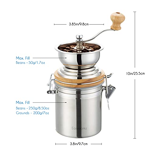 Easyworkz Manuelle Kaffeemühle mit einstellbarer Einstellung,Hand Edelstahl Kaffeebohnenmühle Werkzeug für Espresso… – Bild 3