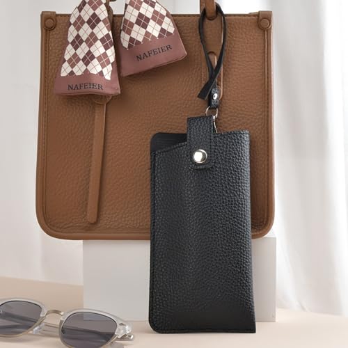 Image of K Luxury Women's Eyeglass Case Leather Soft Holder Pocket Cases Slim Travel Pouch for Sunglasses Eyeglasses Readers