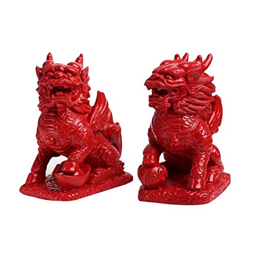 Sculpture de statue de cinabre qilin, figurines pour attirer la richesse Feng Shui