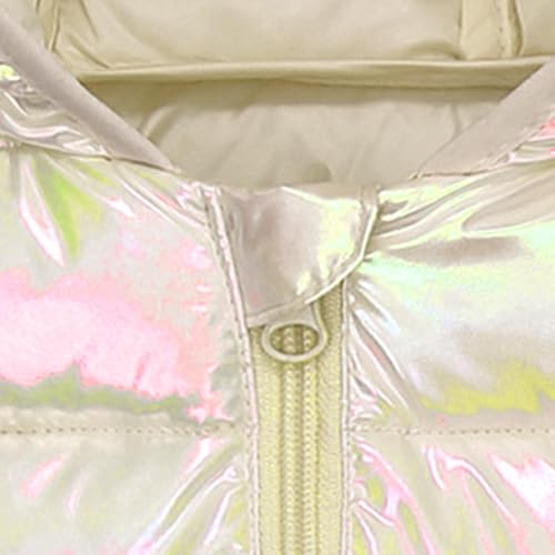 Toddler Boys Girls Shiny Puffer Vest Kids Down Vest Coats Winter Hooded Padded Warm Waistcoat Jacket with Ear4