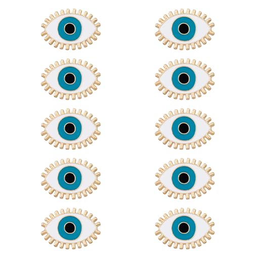 HOBBIESAY 10Pcs Evil Eye Vintage Clothing Brooch Pins Light Gold Alloy Enameled Craftsmanship Lapel Pins Scarf Hijab Collar Pins Ladies Accessories for Wedding Party Prom Daily Wear