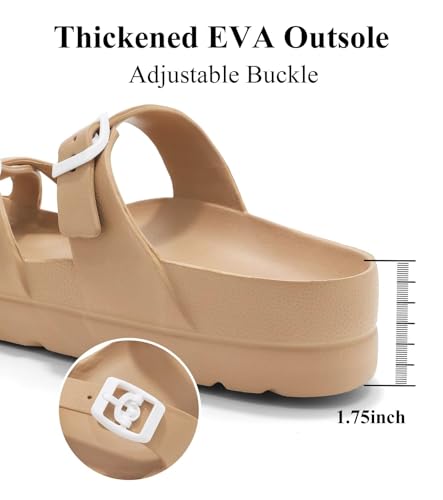 Image of Haifago Women's Platform Sandals with Arch Support, Summer Beach Slides Adjustable Buckle Comfortable Lightweight EVA Slip on Slide