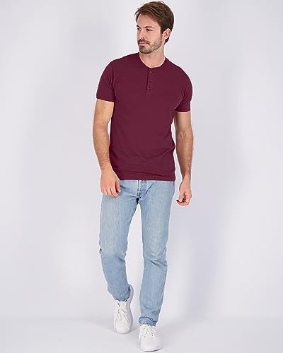 Image of Real Essentials 3 Pack: Mens Casual Long & Short Sleeve Cotton Henley Lightweight Button T-Shirt, Long Sleeve - Set