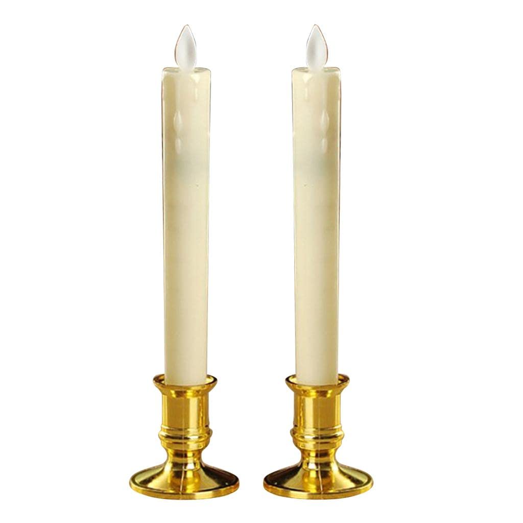 2pcs Warm LED Candle Romantic Swing Flame Real Candles Home Wedding Gold B|2 Pieces Flameless Swing Candles| Candles| Candles| Home D?©cor |Home & Garden-image-2