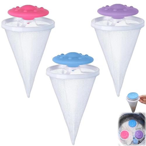 3 Pcs Pet Hair Remover for Laundry, 2025 Floating Hair Filtering Mesh Removal, Floating pet Hair Remover for Washing Machine, Hair Filter Cleaning Mesh Bag Dog Cat Hair