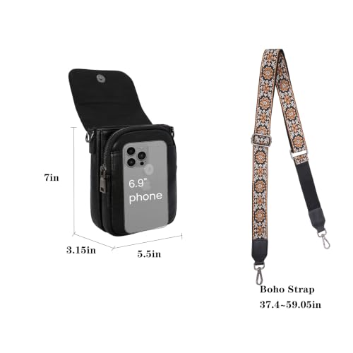 Image of HESHE Small Leather Crossbody Bag for Women RFID Phone Purse with Card Slot | Anti Theft,Genine Leather,Wide Adjustable Strap,Multi-Pocket Fits 6.9 inch Phone Trendy Shoulder Cross Body Bag for Daily,Travel