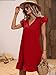 SOLY HUX Summer Dresses for Women V Neck Cap Sleeve Ruffle Hem Smock Short Dress Plain Red L
