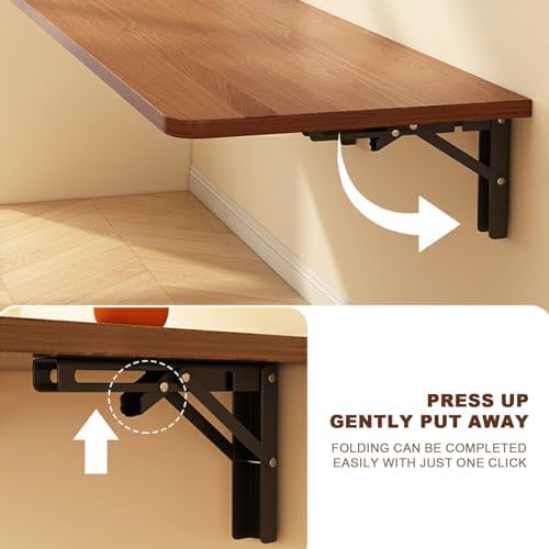 Fold Down Wall Mounted Desk - Space Saving Floating Table for Office, Home & Kitchen - Compact Folding Wall Shelf, Modern Workspace Solution, Easy Installation