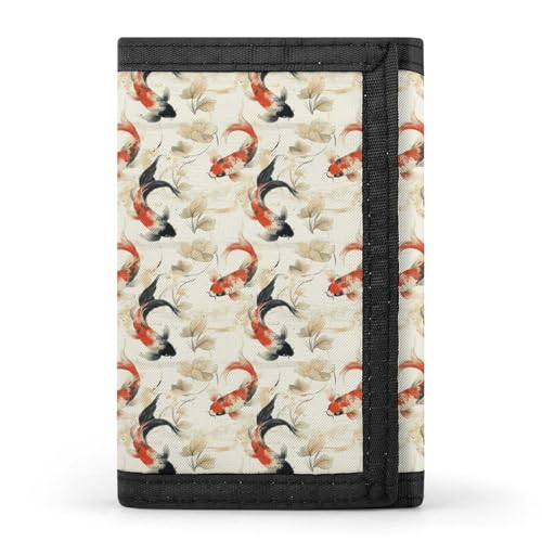 Retro Goldfish Print Wallet for Men, 8 Credit Card Holder Slim Minimalist Front Pocket Small Mens Bifold Wallets
