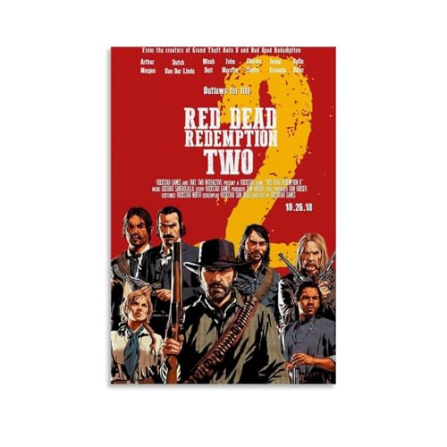 LOKLNEYK Red Dead Redemption 2 - Póster moderno de pared minimalista para sala de estar, dormitorio, oficina, una decoración simple pero llamativa para hogares modernos, 50 x 75 cm, estilo sin marco
