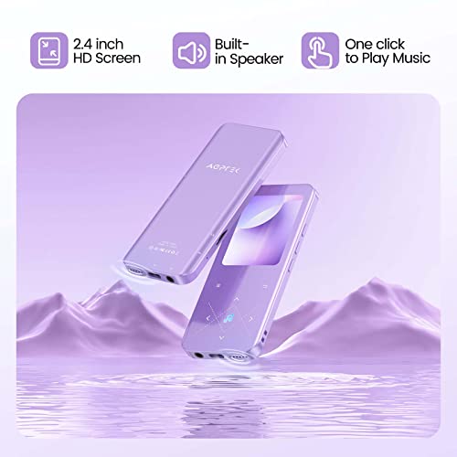 Image of 32GB MP3 Player with Bluetooth 5.3, AGPTEK A09X 2.4 inch Screen Portable Music Player with Speaker Lossless Sound with FM Radio, Voice Recorder, Supports up to 128GB, Purple