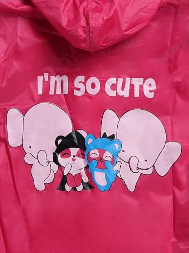 Image of Rupa Girls Polyvinyl Chloride (Pvc) Unisex Kids Unisex Rainwear, Cartoon Print Waterproof Long Longcoat /Raincoat With Adjustable Hood For Boy And Girl And With Space For School Bag. Pack Of 1