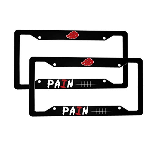 Pain Akatsuki Rogue Ninja Naruto 2 Pcs Car License Plate Frames Quality Aluminum 4 Holes Stainless Steel 12" X 6"